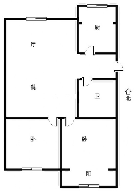 县府小区2室2厅1卫户型图