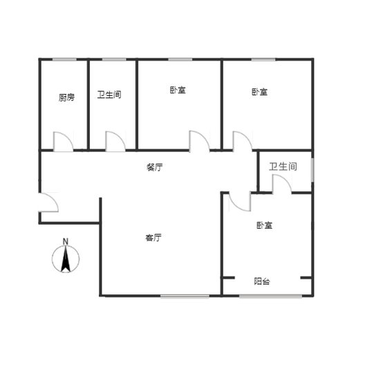 联合七号院3室2厅1卫户型图
