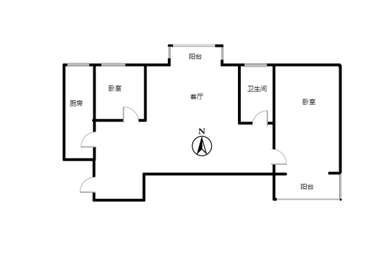 汇元新天地2室1厅1卫户型图