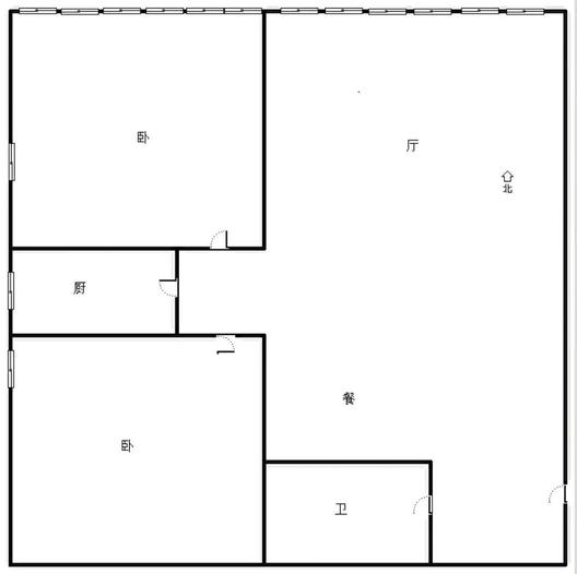 惠友钻石广场（AB座）2室2厅1卫户型图