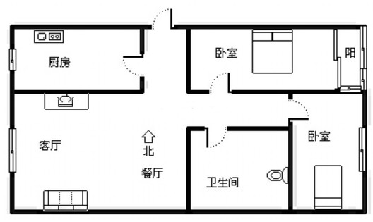 宏远二号院2室2厅1卫户型图