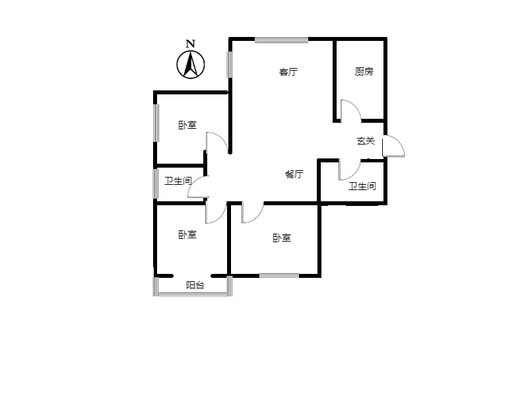 鸿盛凯旋门3室2厅2卫户型图