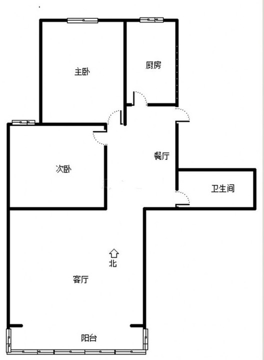 鸿盛凯旋门2室2厅1卫户型图