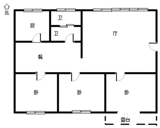 新府阳光一号院3室2厅1卫户型图