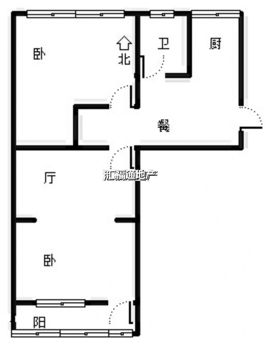 铁道部建厂局小区（范阳路）2室2厅1卫户型图