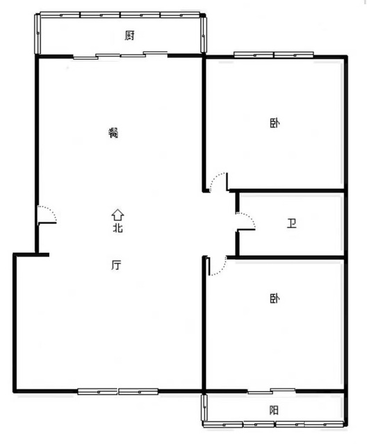 槐林新村2室2厅1卫户型图