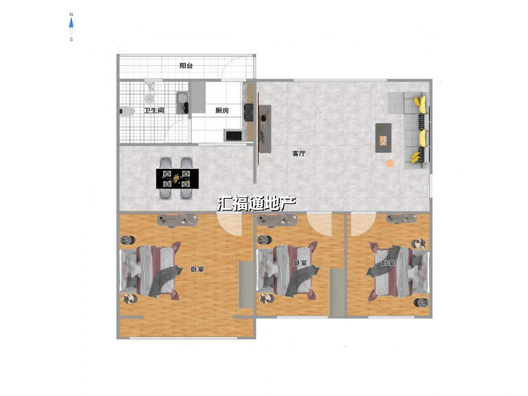 金正小区3室1厅1卫户型图