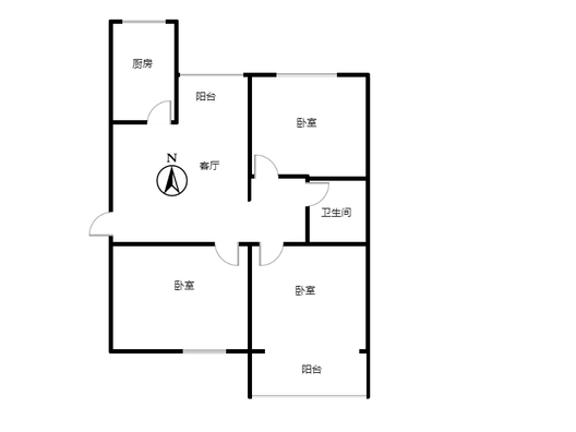 翔天万和城3室1厅1卫户型图