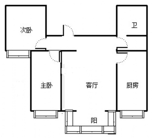 天保青花府2室2厅1卫户型图