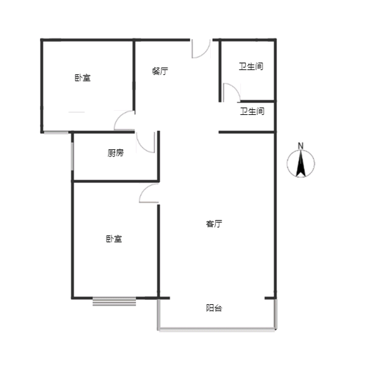 平安D区2室2厅1卫户型图