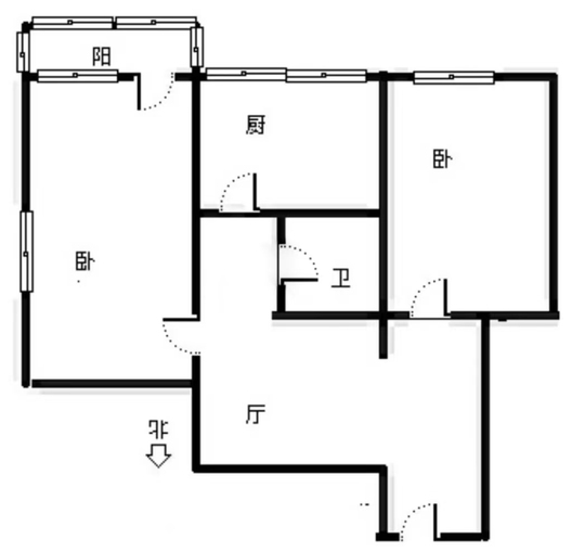 保定第二中心医院住宅小区2室1厅1卫户型图