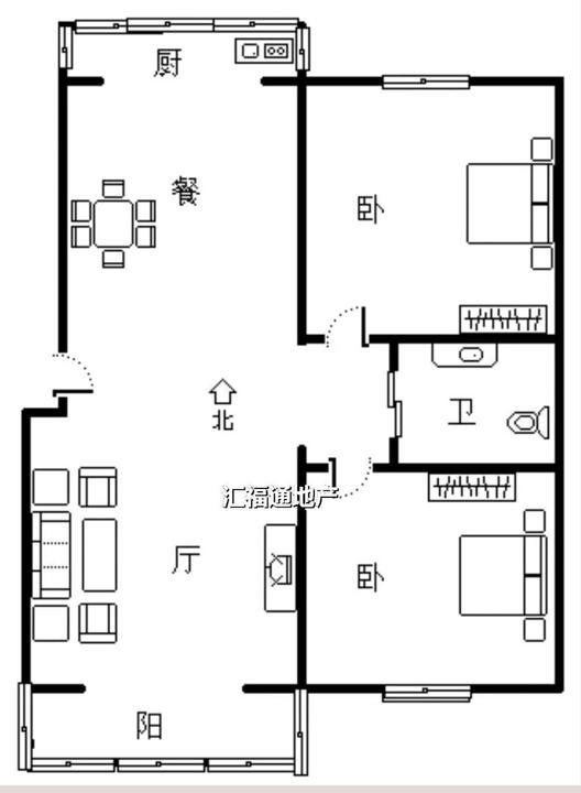 水乡园2室2厅1卫户型图