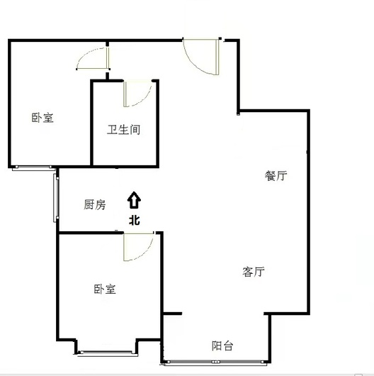 联合一号院2室2厅1卫户型图