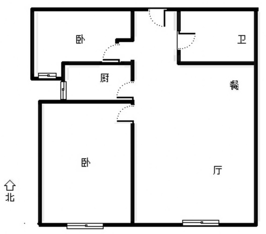 高铁新干线2室2厅1卫户型图