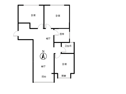 鸿坤理想尔湾3室2厅1卫户型图