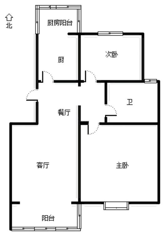 水岸花城2室2厅1卫户型图