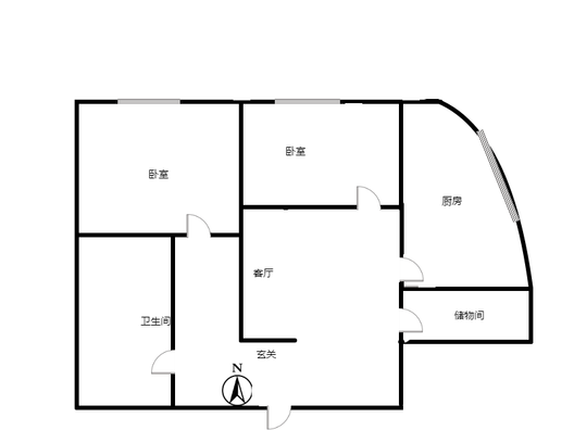 公园壹号2室1厅1卫户型图