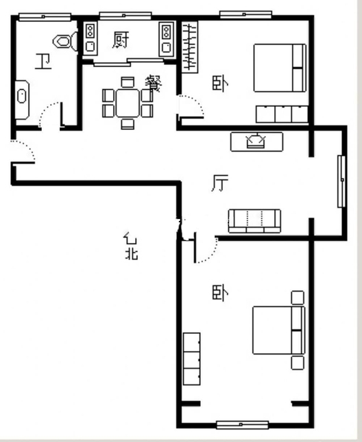 香邑溪谷一期2室2厅1卫户型图