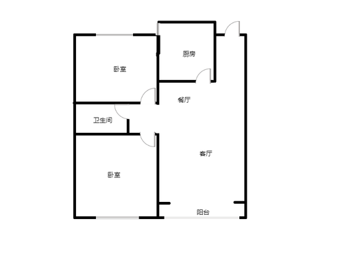 桃源新都孔雀城2室2厅1卫户型图