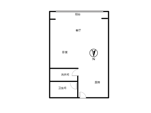 绅士大厦1室1厅1卫户型图