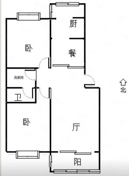 华阳公寓2室2厅1卫户型图