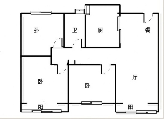 鸿坤理想尔湾3室2厅1卫户型图