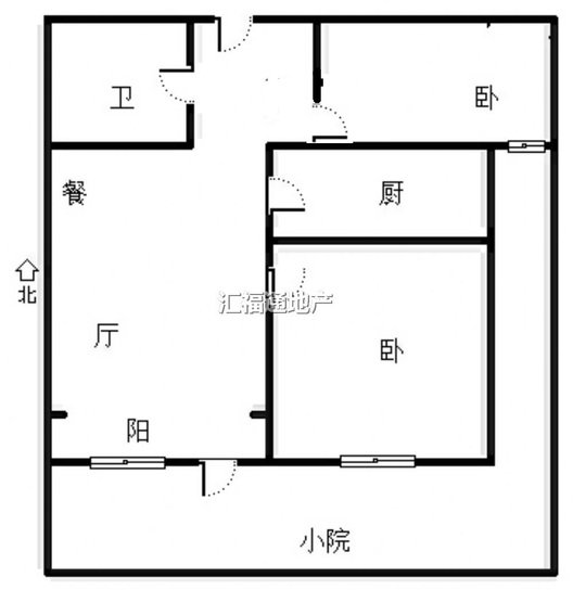 鹏渤印象城·牛津花园2室2厅1卫户型图