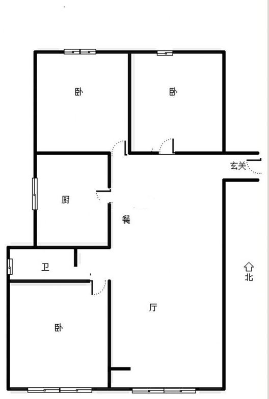 鸿坤理想尔湾3室2厅1卫户型图