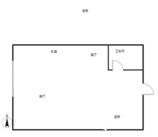 金街公寓1室1厅1卫户型图