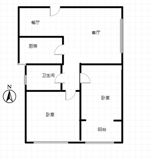天保绿城2室2厅1卫户型图