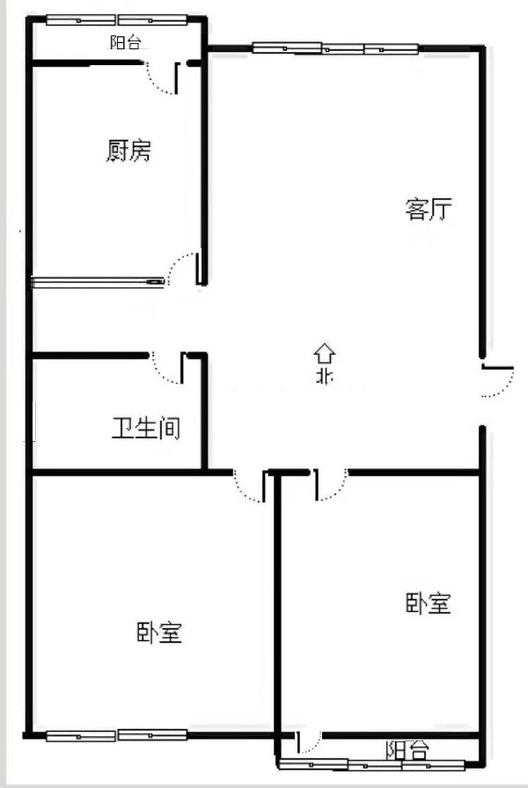 范阳水电小区2室1厅1卫户型图