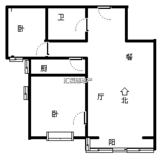水岸花城2室1厅1卫户型图