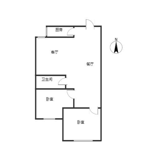 惠友钻石广场（AB座）2室1厅1卫户型图