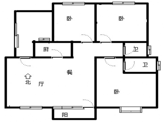 高铁新干线3室2厅2卫户型图