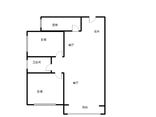 鸿坤理想湾2室2厅1卫户型图