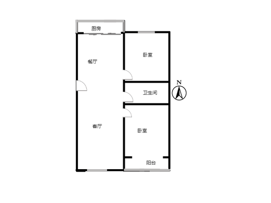 涿州银都小区2室2厅1卫户型图