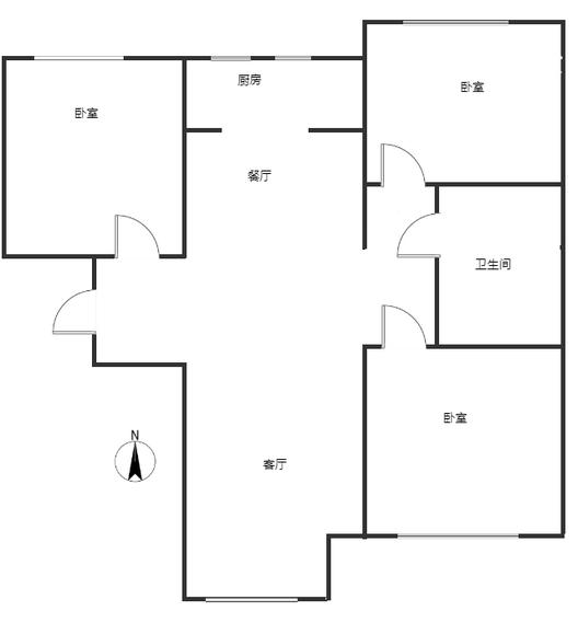 鸿坤理想湾3室2厅1卫户型图