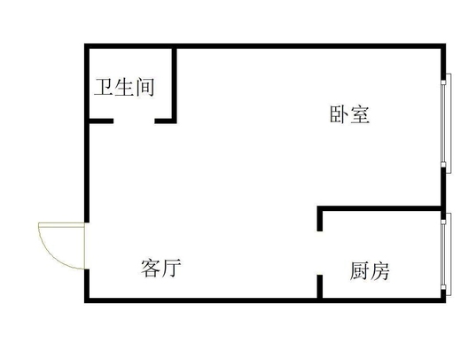 鸿坤新维港1室1厅1卫户型图