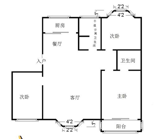 名流枫景洋房3室2厅2卫户型图