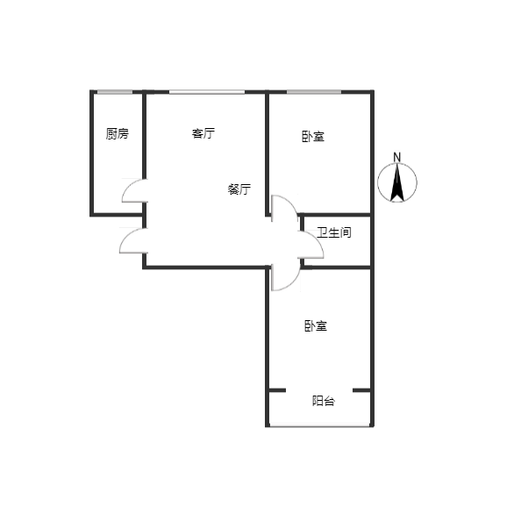 惠友康庭二期2室2厅1卫户型图