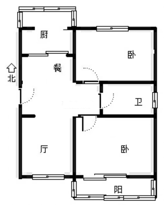 联合小区四号院2室2厅1卫户型图