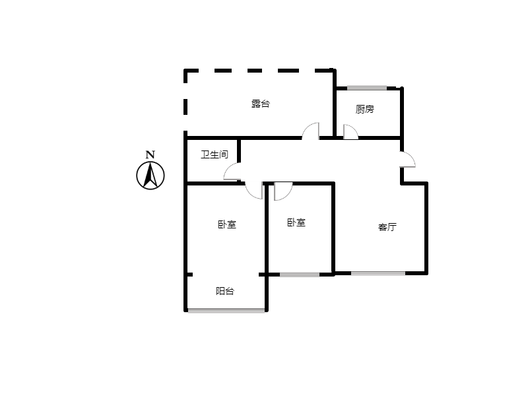 国富嘉园2室1厅1卫户型图