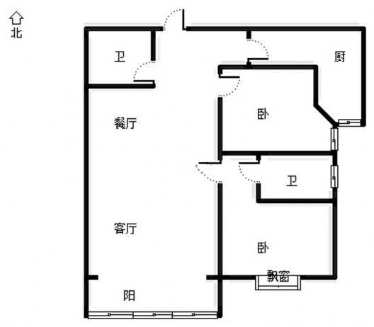 君临天下御景园2室2厅2卫户型图