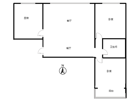 联合七号院2室2厅1卫户型图