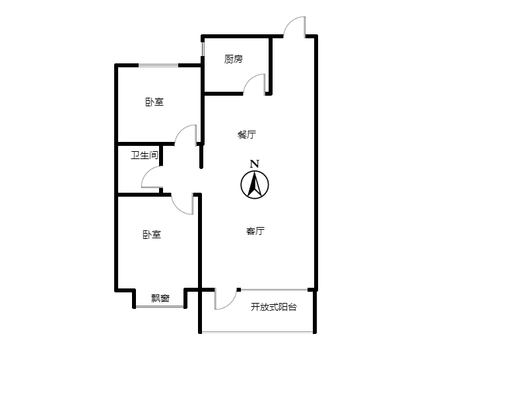 桃源新都孔雀城2室2厅1卫户型图