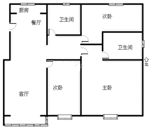 天地新城3室2厅2卫户型图