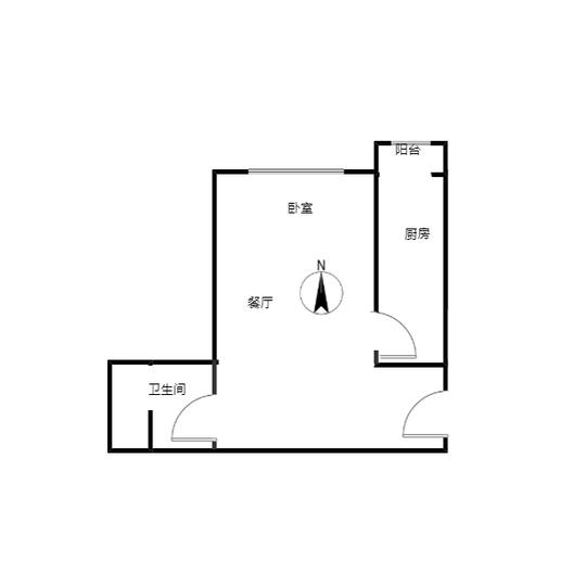 北京理想城1室1厅1卫户型图