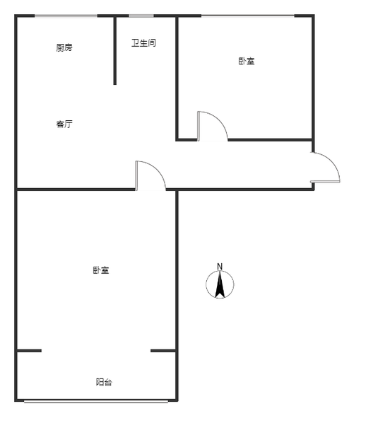 铁道部建厂局家属楼2室1厅1卫户型图