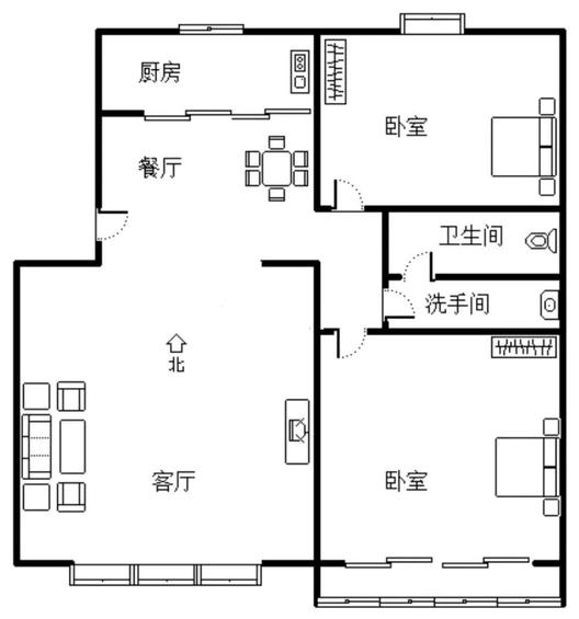 宏远景园2室2厅1卫户型图