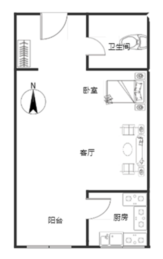 汇元尚品1室1厅1卫户型图